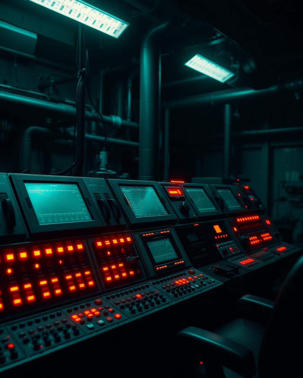 Industrial power station control terminal with orange indicators